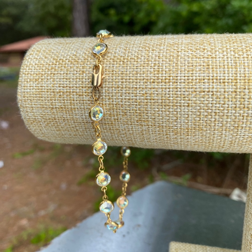 Gold and Crystal Dainty Bracelet - Picture 3 of 3